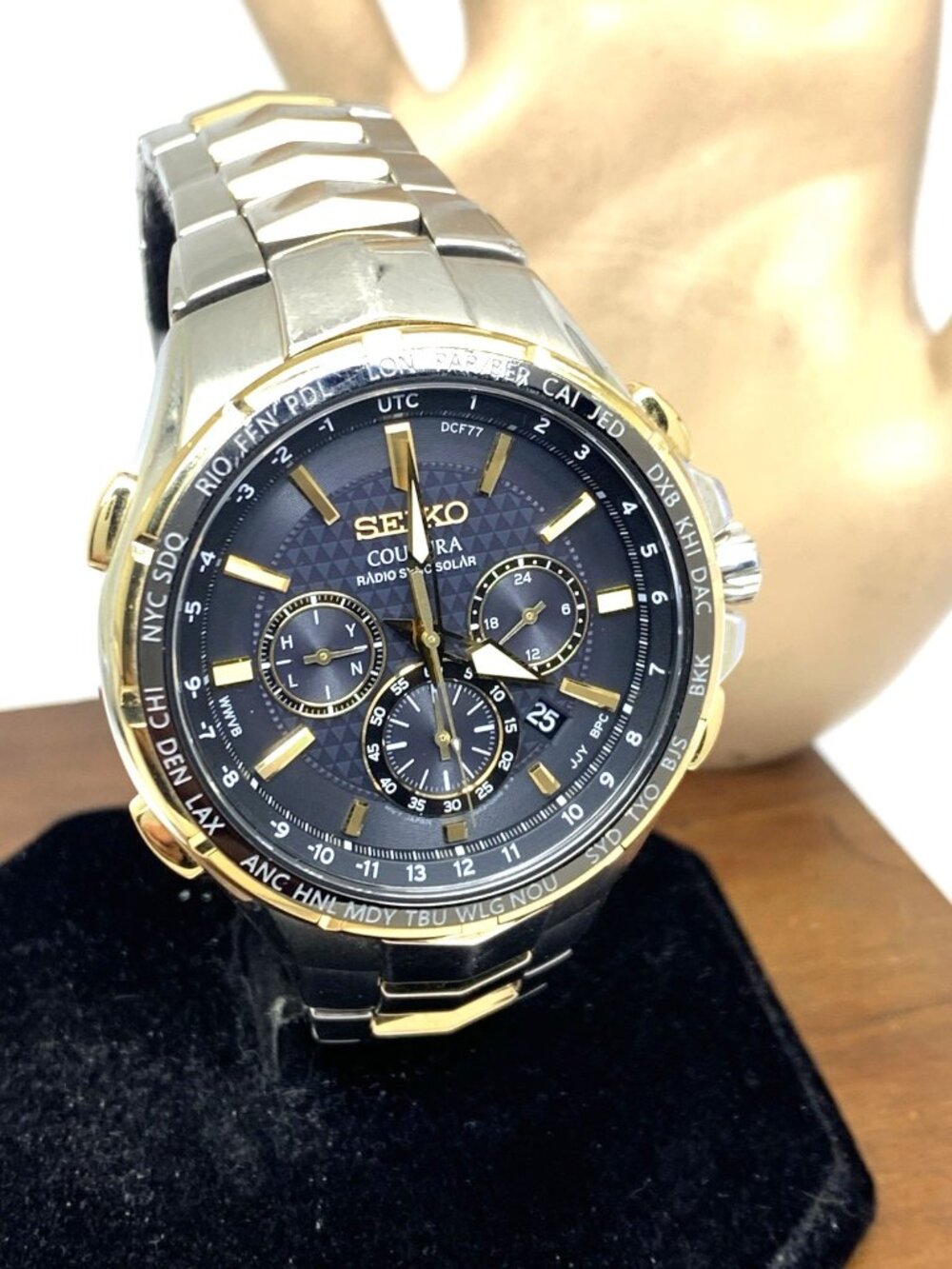 Seiko Men's Watch SSG010 Coutura Radio Sync Solar Chronograph Two Tone Steel